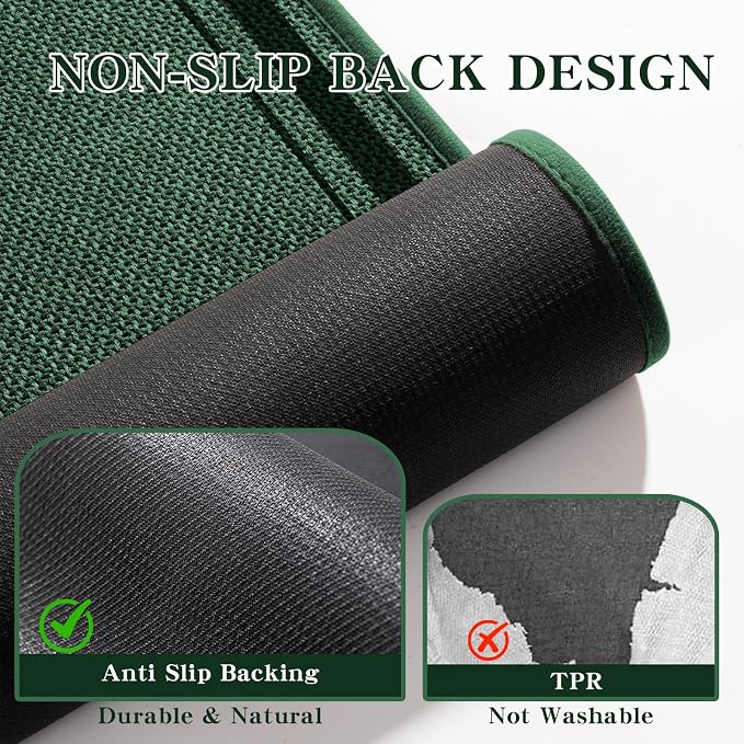 chakme Bathroom Rugs Mat 47x24, Ultra Thin Non Slip Bath Mat Large Quick Dry Absorbent Bath Mat for Bathroom Floor, (Dark Green, 47"x24")