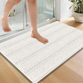 OLANLY Thick Bathroom Rugs 36x24, Extra Soft Absorbent Chenille Striped Bath Rugs, Rubber Backing, Machine Wash Dry, Bath Mats for Bathroom Floor, Tub and Shower, Home Decor Accessories, Ivory