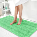 OLANLY Thick Bathroom Runner Rugs 44x24, Extra Absorbent Chenille Striped Bath Rugs, Rubber Backing, Machine Wash Dry, Long Bath Mats for Bathroom, Tub and Shower, Home Decor Accessories, Mint Green