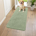 Smiry Dog Door Mat for Muddy Paws 47x24, Absorbent Dirt Trapper, Non-Slip Washable Chenille Entryway Rug for Inside Floor, Sage Green, Classic Solid