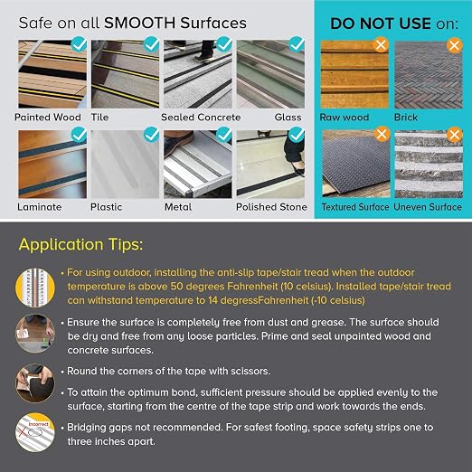 LifeGrip Anti Slip Traction Tape, 2 Inch x 60 Foot, Best Grip, Friction, Abrasive Adhesive for Stairs, Tread Step, Indoor, Outdoor, Caution Yellow/Black