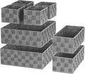 Posprica Woven Baskets, Storage Baskets for Organizing (Set of 8), Cube Baskets Bin Container Matching Storage Boxes Organizers for Pantry, Office, Shelves, Media-room