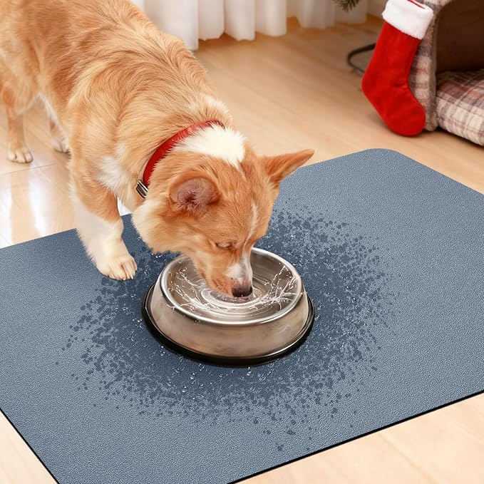 ACCUMTEK Non Slip Bath Mat, Thin Bathroom Rugs Fit Under Door, Quick Dry Bath Mats, Machine Washable Bath Rugs for Bathroom, Bathtub & Kitchen, Haze Blue/Upgraded Solid/32 x20