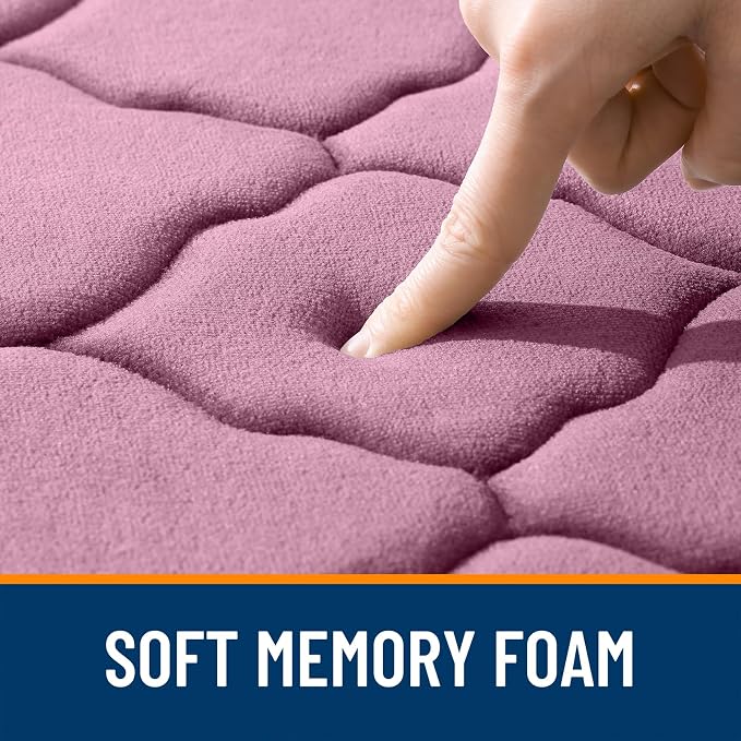 OLANLY Memory Foam Bath Mat Rug 36x24, Ultra Soft and Absorbent Bathroom Rugs, Non-Slip, Comfortable, Machine Washable Bath Carpet for Bathroom Floor, Tub, Shower and Home Decor Accessories, Mauve