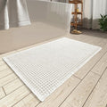 AMOAMI Upgraded Waffle Bath Mat, Super Absorbent Non Slip Bath Mats for Bathroom Floor, Machine Washable Boho Bathroom Rugs with Tassels, Rubber Backed Bathroom Mats, Ultra Soft, 24" x 36"