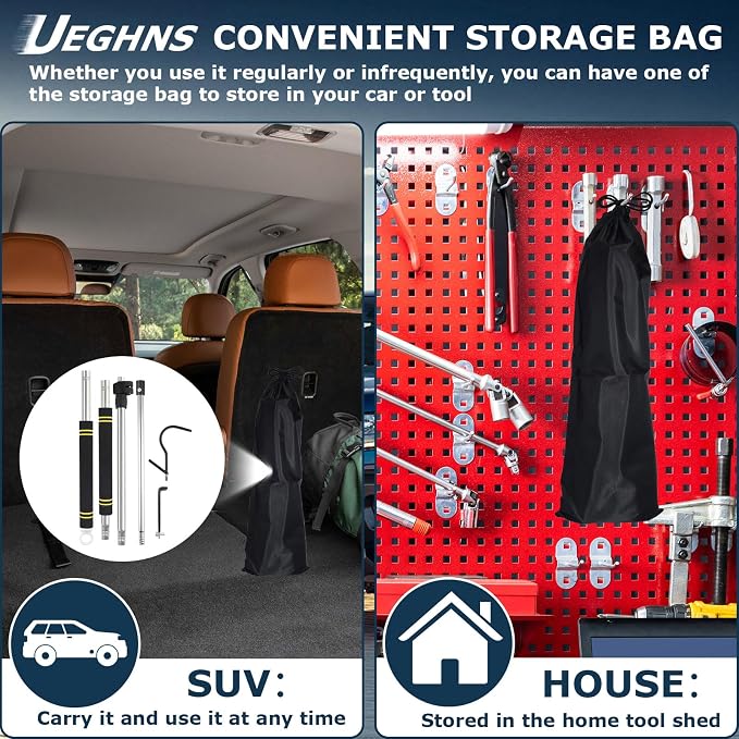 Truck Bed Cargo Truck Tool,Cargo Grabber Pickup Truck Bed Thickened Stainless Steel Telescopic 33-74inch wear-Resistant complimentary Storage Bag Professional Cargo Grabber Reach Retriever Tool.