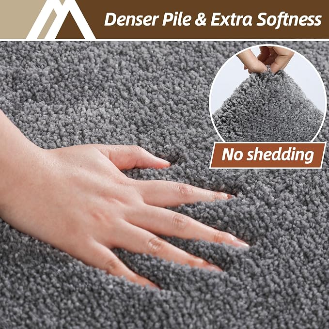 COSY HOMEER Bath Rugs for Bathroom Extra Thick - Anti-Slip Bath Mats Soft Plush Yarn Shaggy 100% Strong Mirco Polyeste Mat Living Room Bedroom Mat Floor Water Absorbent(Dark Grey,24x36 - Inches)