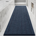 Bcoimo Long Bathroom Rug, Chenille Bath Runner with High Low Pile Design, Soft Absorbent Non Slip Bath Mat, Machine Washable Quick Dry Rug for Shower, Tub, Sink and Vanity