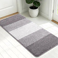 Kitinjoy Indoor Outdoor Door Mat, 54x24 Non-Slip Absorbent Dirt Trapper, Low-Profile Washable Inside Entrance Front Floor Mat, Sturdy Soft Entry Doormats for Entryway, Light Grey