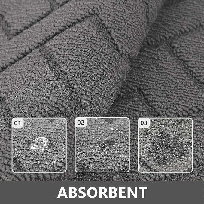 hicorfe Kitchen Runner Rugs and Mats Sets,2 Pieces Absorbent Non-Slip Kitchen Rug,Comfort Kitchen Mat for Floor,Washable for Kitchen,Hallway,Office,Sink,Laundry(20"x59"+20"x48",Grey)