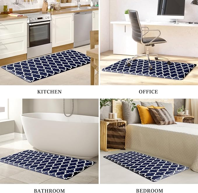 WISELIFE Anti Fatigue Floor Mat - 4/5 Inch Thick Kitchen Mat Non Slip Waterproof Heavy Duty Ergonomic Comfort Mat Durable for Home, Office, Sink, Laundry,(22" x 54", Blue)