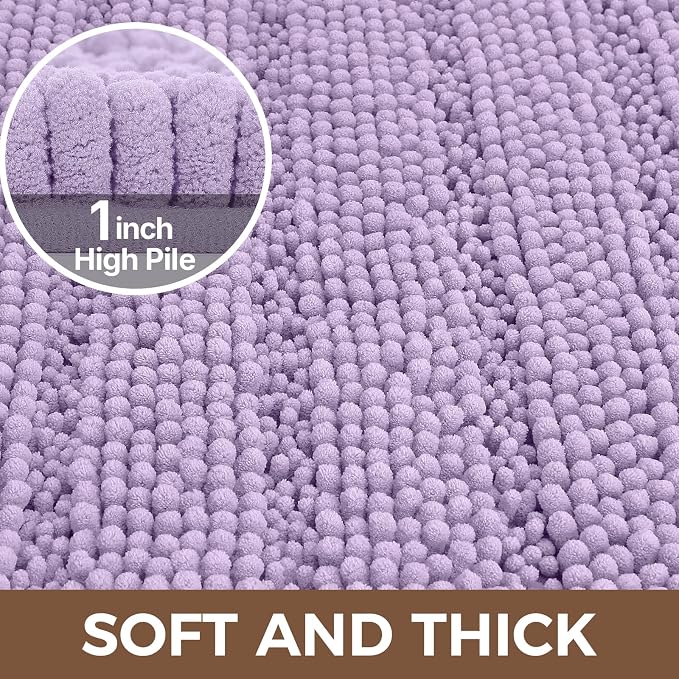Bcoimo Large Bathroom Rug, Chenille Bath Mat with High Low Pile Design, Soft Absorbent Non Slip Bath Rug, Machine Washable Quick Dry Mat for Shower, Tub, Sink and Vanity