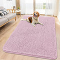 Smiry Dog Door Mat for Muddy Paws 59x35, Absorbent Dirt Trapper, Non-Slip Washable Chenille Entryway Rug for Inside Floor, Dusty Rose, Classic Solid