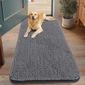 Smiry Dog Door Mat for Muddy Paws 48x30, Absorbent Dirt Trapper, Non-Slip Washable Chenille Entryway Rug for Inside Floor, Dark Grey, Classic Solid