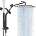 Veken All Metal 10" Oil Rubbed Bronze Shower Head with Handheld, Luxurious Square Double Rain Shower Heads with Power-wash Hand Held, Dual High Pressure Detachable Rainfall Showerhead,Bathroom Upgrade