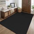 KOZYFLY Black Washable 4x5 Entry Woven Area Rug, Braided Throw Rugs for Entryway, Non Slip Door Mat Indoor Entrance, Flatweave Carpet for Foyer, Bedroom, Dining, Office, Black/Dark Grey