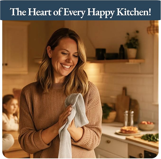 LANE LINEN Kitchen Towels Set - Pack of 4 Cotton Dish Towels for Drying Dishes, 18”x 28”, Absorbent Tea Towels, Quick Drying Kitchen Towel Set - Grey
