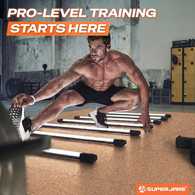SUPERJARE 0.56'' Thick 12 Pcs 48 Sq Ft Rubber Top Exercise Equipment Mats, High Density EVA Foam Mats with Rubber Top, Interlocking Gym Flooring for Home Gym, Protective Workout Mat, Wood
