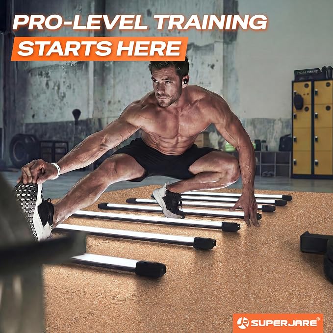 SUPERJARE 0.56'' Thick 24 Pcs 96 Sq Ft Rubber Top Exercise Equipment Mats, High Density EVA Foam Mats with Rubber Top, Interlocking Gym Flooring for Home Gym, Protective Workout Mat, Wood