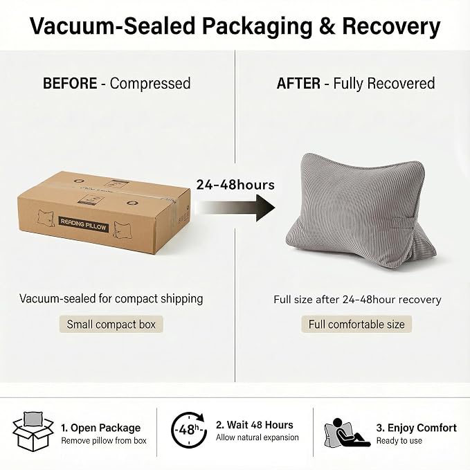 Pat. Pend. Corduroy Lumbar Support Pillow for Watching TV, Reading & Gaming, Triangle Cushion for Sofa, Armchair, Couch or Bed, Removable Washable Cover, Light Gray