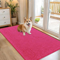 OLANLY Dog Door Mat for Muddy Paws 54x32, Absorbs Moisture and Dirt, Absorbent Non-Slip Washable Doormat, Quick Dry Chenille Mud Mat for Dogs, Entry Indoor Entryway Carpet for Inside Floor, Hot Pink