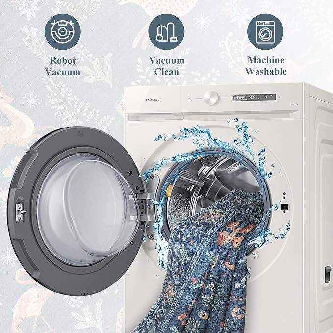 DUKINO 3x5 Rug, Washable Animal Area Rug with Non Slip Vintage Design, Indoor Soft Low Pile Carpet for Bedroom, Nursery, Dining Room, Farmhouse, Playroom, Blue