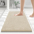 Smiry Luxury Chenille Bathroom Rugs 24x16, Extra Soft and Absorbent Shaggy Bath Mat, Machine Washable, Non-Slip Plush Carpet Runner for Tub, Shower, and Floor, Home Decor Accessories, Sand