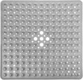 Yimobra Shower Mat 21X21 Inch Square, Non Slip Bathtub Mat with Large Suction Cups&Drain Holes, Soft Fast Dry Shower Stall Mats for Inside Shower, Machine Washable BPA-Free,Bath Essentials, Clear Gray