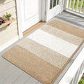 Kitinjoy Indoor Outdoor Door Mat, 59x32 Non-Slip Absorbent Dirt Trapper, Low-Profile Washable Inside Entrance Front Floor Mat, Sturdy Soft Entry Doormats for Entryway, Beige