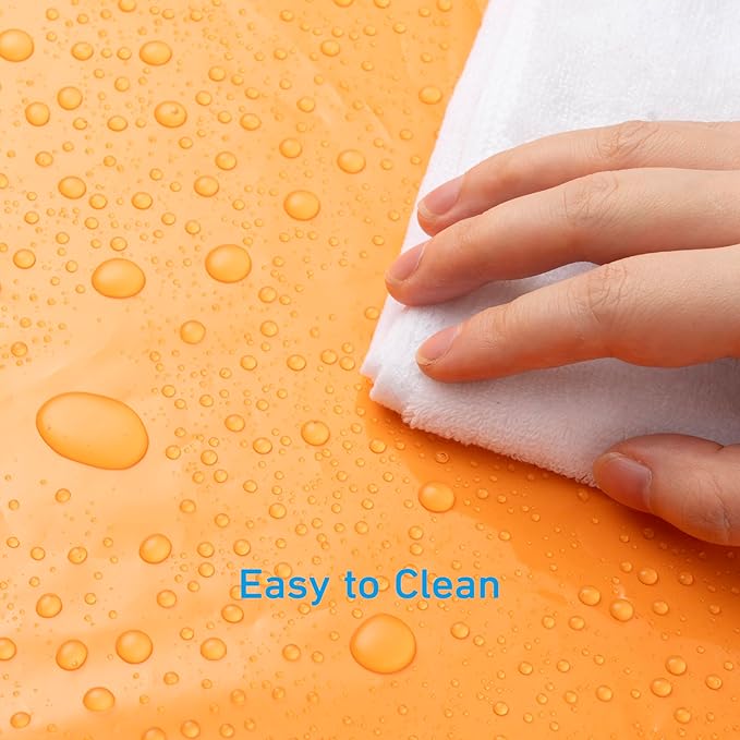 EHZNZIE Orange Shower Curtain Liner 72x72, PEVA Waterproof Bath Curtain, No Chemical Smell, 3 Weighted Magnets, Durable with Rustproof Metal Grommets