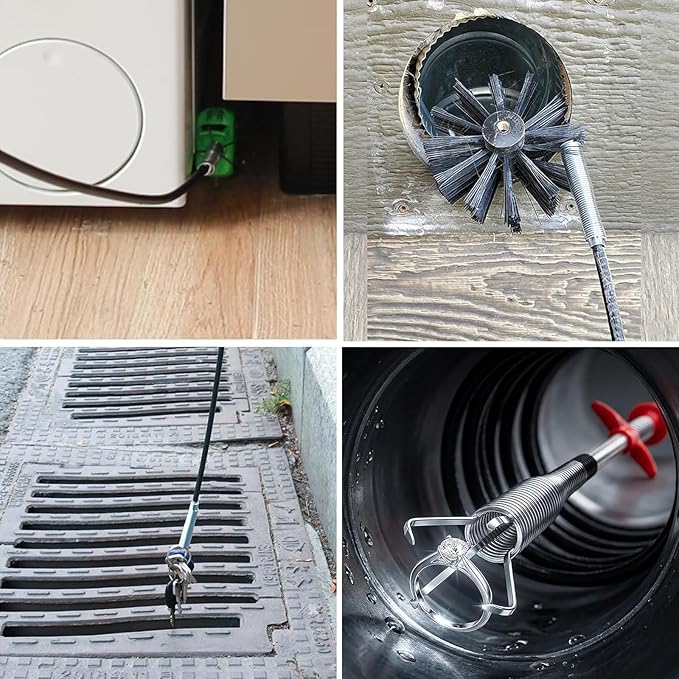 Upgrade 33 Inch Drain Snake Clog Remover with Stronger Claw, Flexible Grabber Tool with Bonus 60 Inch Drain Brush