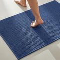 TYUU Bathroom Rugs Non Slip Washable, Super Absorbent Thin Bath Mat Quick Dry Low Pile Bathroom Rug, Navy Blue 24"x36"