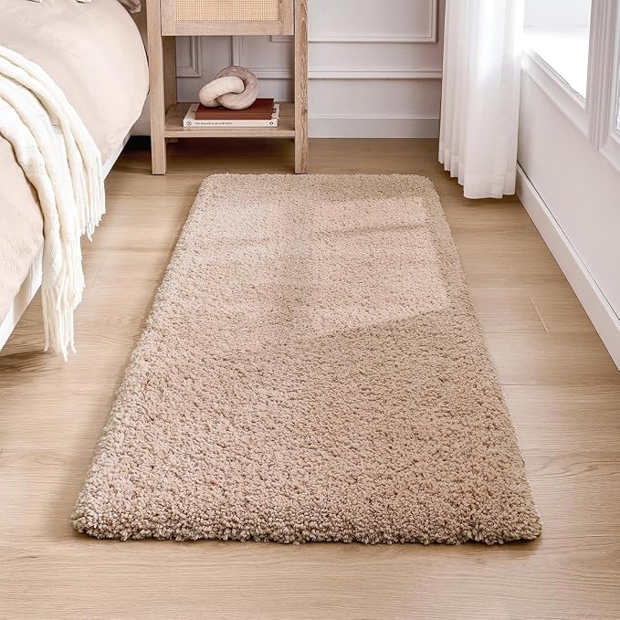 Disolla Beige Bathrom Runner Rug 24x59 - Large Soft Plush Bath Mat, Thick Long Non-Slip Shaggy Floor Mat, Ultra-Absorbent for Master Bathroom Bedroom