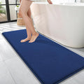 OLANLY Thick Memory Foam Bathroom Runner Rugs 47x17, Extra Soft Absorbent Long Bath Rug, Quick Dry Bath Mats, Non-Slip, Machine Washable Mat for Bathroom, Tub and Shower, Home Decor Accessories, Navy