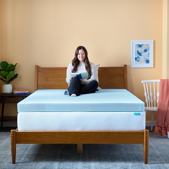 Linenspa Memory Foam Mattress Topper, Queen Size - 4 Inch Gel Infused Memory Foam - Plush Feel - Cooling and Pressure Relieving - CertiPUR Certified