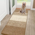 Smiry Dog Door Mat for Muddy Paws, Absorbs Moisture and Dirt, Low-Profile Entryway Mat with Non-Slip Backing, Entry Indoor Outdoor Doormat for Inside Floor (48x30 Inches, Camel, Striped)