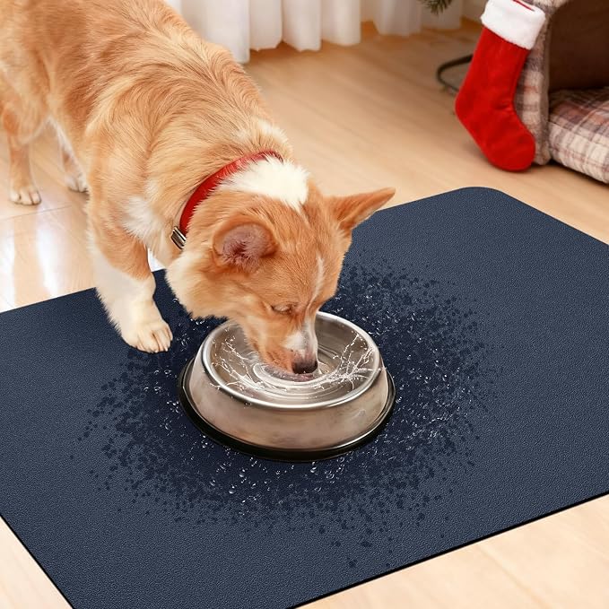 ACCUMTEK Non Slip Bath Mat, Thin Bathroom Rugs Fit Under Door, Quick Dry Bath Mats, Machine Washable Bath Rugs for Bathroom, Bathtub & Kitchen, Bathtub, Dark Blue/Solid/36 x24