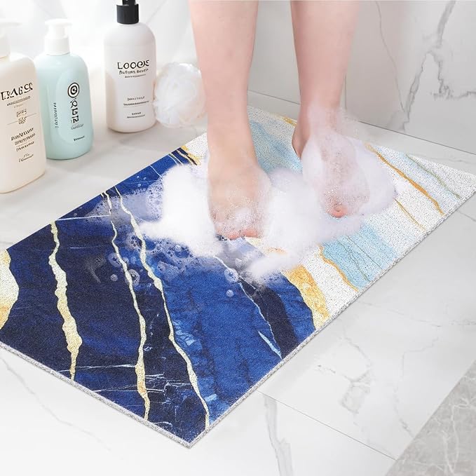 Non Slip Shower Mats for Inside Shower, 16x24 Inch Soft PVC Loofah Shower Mat, Foot Scrubber Anti-Slip Shower Mat,Quick Drying Shower Stall Mats for Wet Areas, Bathroom, Home, Hotel