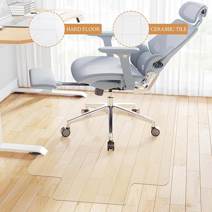 KMAT Office Chair Mat,Easy Glide Hard Wood Tile Floor Mats,Chair Mat for Home Office Rolling Chair,Heavy Duty Floor Protector -36"x48" with Lip