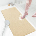 Shower Mat Bathtub Mat Non-Slip,36x16 inch, Soft Tub Mat with Drain,PVC Loofah Bath Mat (Phthalate Free) for Tub and Bathroom,Quick Drying,Khaki