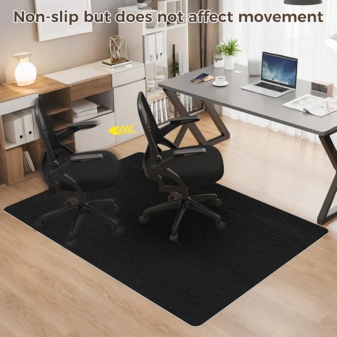 Office Chair Mat for Hardwood Floor 48x60 Inch, Non-Slip Rolling Chair Mat, Flat Lay Floor Protector for Wood Tile Laminate, Anti-Slip Sound Absorbing(Black)