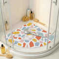 Corner Shower Mat Non Slip, 28x 28 Inches Triangular Bath Mats for Inside Shower, Soft PVC Loofah Bath Mat Without Suction Cups, Shower Mats Quick Drying and Easy Cleaning