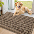 Smiry Dog Door Mat for Muddy Paws 36x24, Absorbent Dirt Trapper, Non-Slip Washable Chenille Entryway Rug for Inside Floor, Camel, Layered Pattern