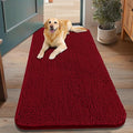 Smiry Dog Door Mat for Muddy Paws 48x30, Absorbent Dirt Trapper, Non-Slip Washable Chenille Entryway Rug for Inside Floor, Red, Classic Solid