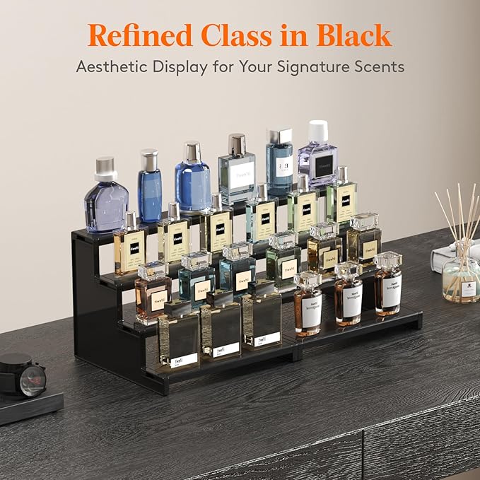 Lifewit Perfume Organizer, Bedroom Decor, Cologne Cupcake Stand, Tool-Free Assembly, Makeup Display Shelf for Vanity Bathroom Counter Storage, Black, 23 cm/9", 2 Pcs