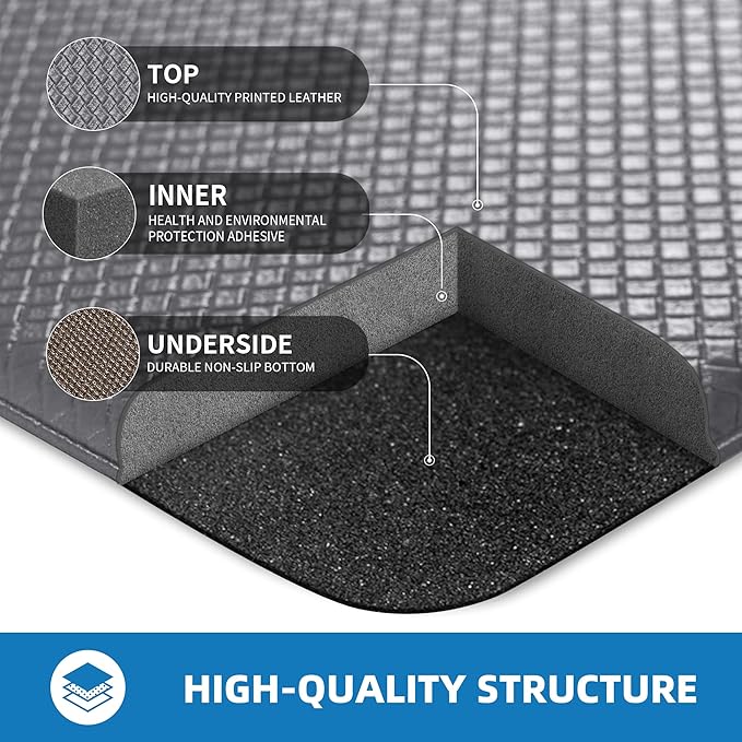 Kitchen Mats for Floor - 17"x59" Anti Fatigue Mats for Kitchen Floor - Non Slip Cushioned Rugs for Standing - Grey