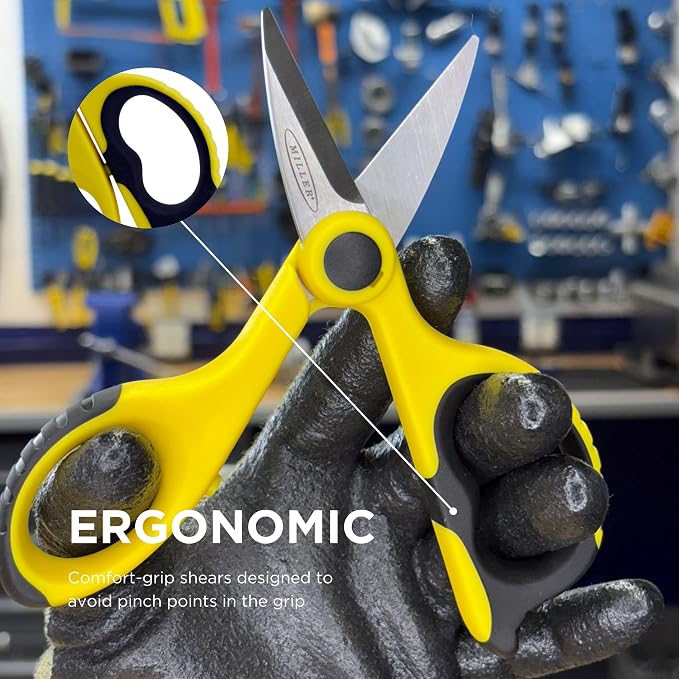 Miller KS-2 Fiber Optic Kevlar Scissors with Belt Loop Pouch, Easily Portable Utility Scissors for Working Electricians and Technicians, 6.0 Inches, 2.8 Ounces