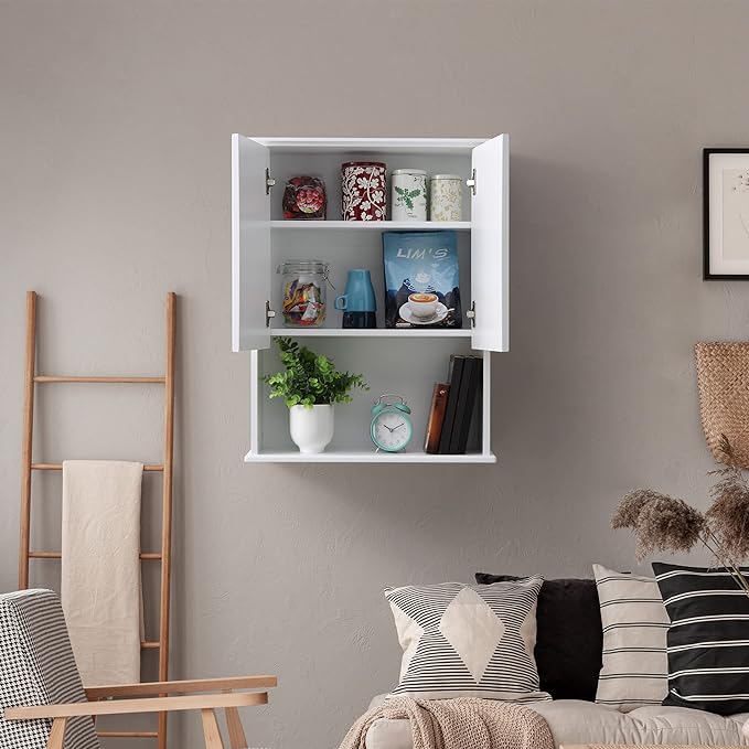 VANIRROR Bathroom Wall Cabinet Wooden Medicine Cabinet Buffering Hinge MDF Material Over Toilet Storage 23"x29" and Adjustable Shelves Cupboard Above Toilet with Large Space