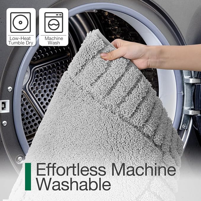 LUMI Bathroom Rugs Non Slip with Rubber Backing, Extra Soft Plush Microfiber Bath Rug Absorbent, Machine Washable Bath Mat Quick Dry for Tub, Shower, Hotel, Light Grey, 24"x36"