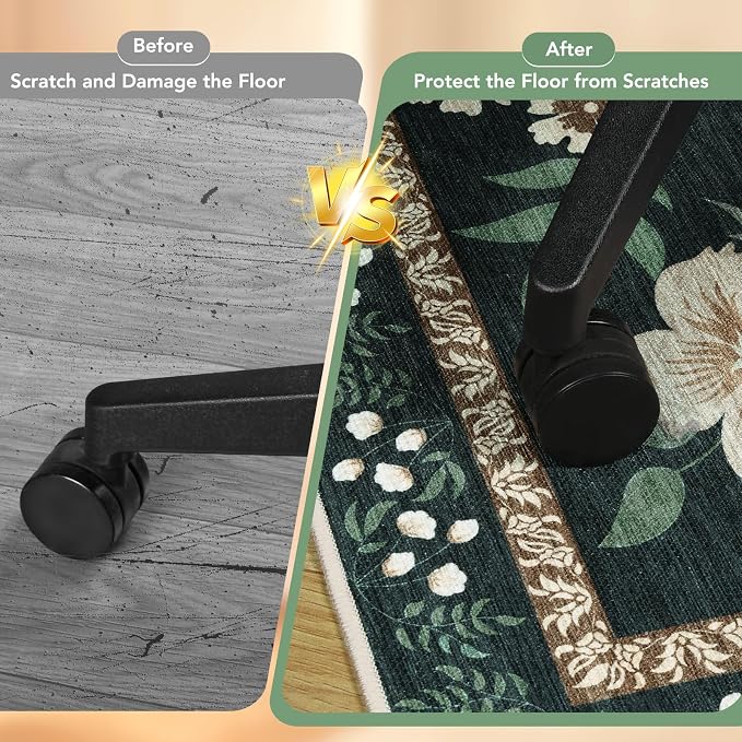 Office Chair Mat for Hardwood Floor&Tile Floor,36"x48" Heavy Duty Desk Chair Mat for Hard Floors,Under Desk Rug for Rolling Computer Chair,Anti Slip,Low Pile Carpet Floor-Square Frame Colorful Flowers